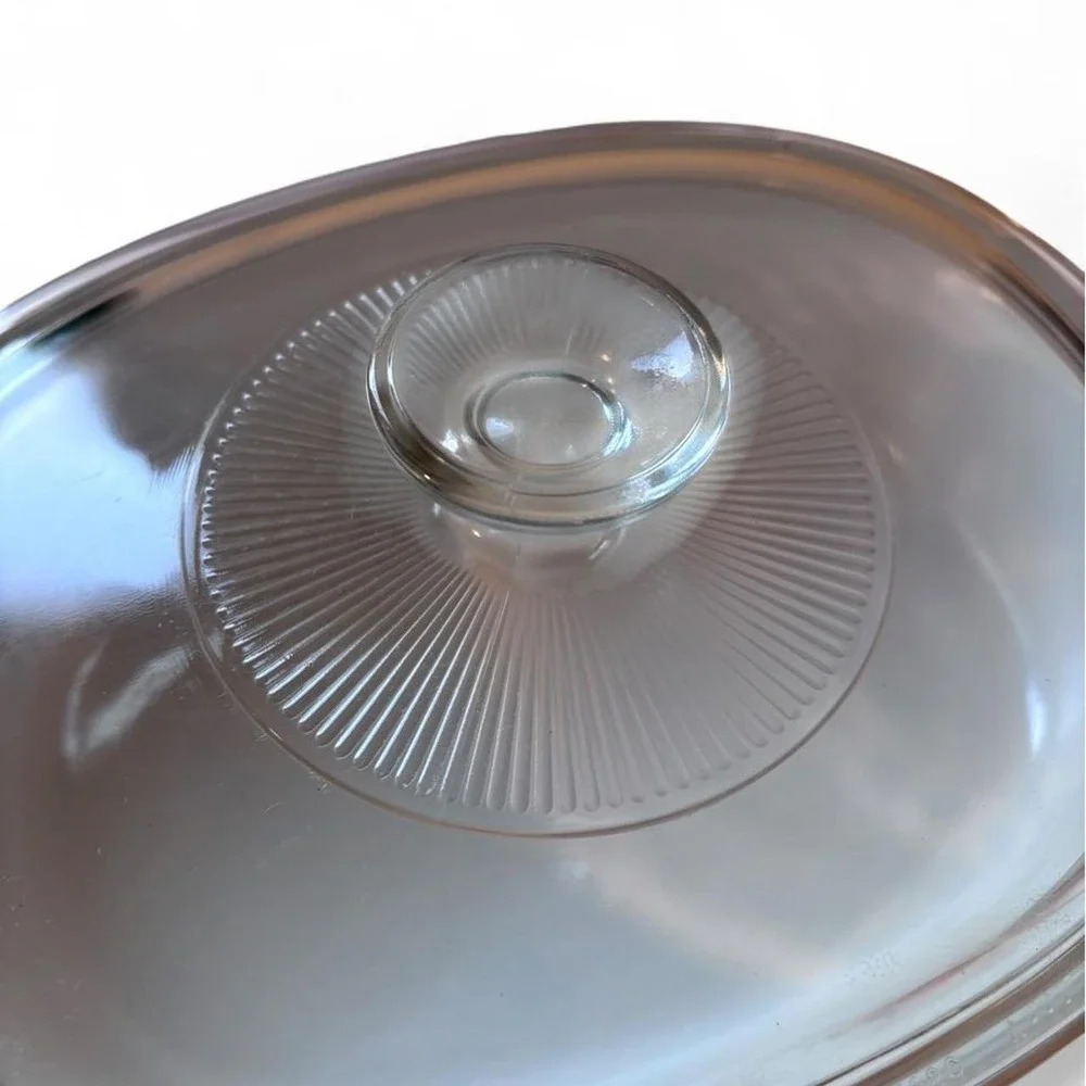 CorningWare French White 1.5 Qt Oval Casserole Dish F-6-B Pyrex Glass Lid F-12-C